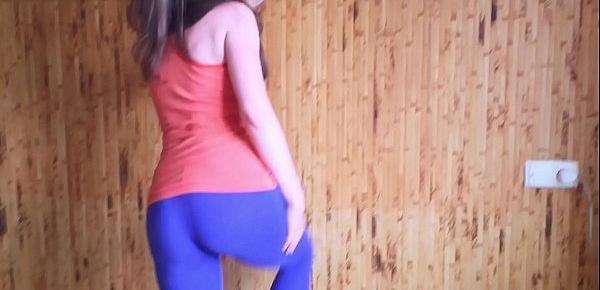  Cum on leggings stepsister after hot fucking